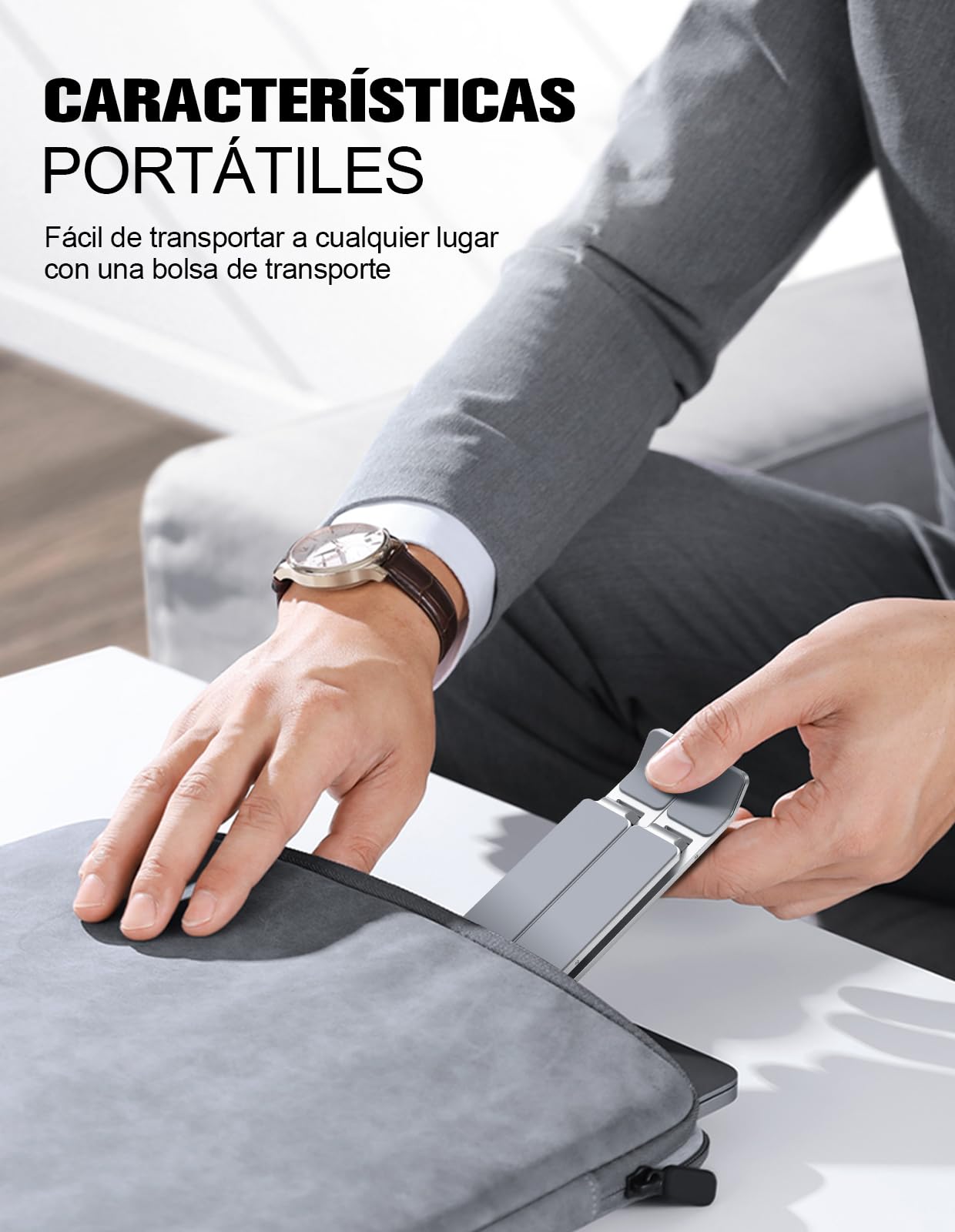 Soporte Portátil Ajustable 5 Ángulos, Aleación de Aluminio, Plegable para Macbook PC 10-15.6"