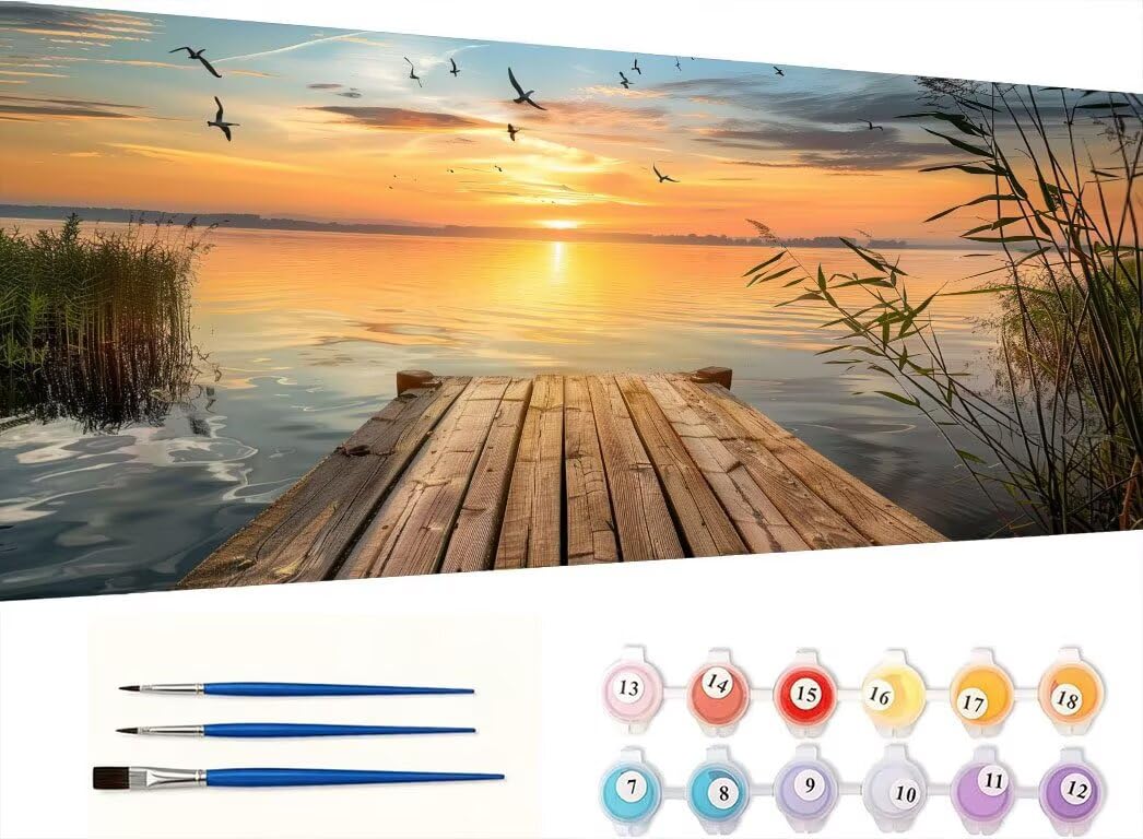 Peinture par Numéros Kit Adultes, Lac Riz, 80x110cm 4JGWX-165
