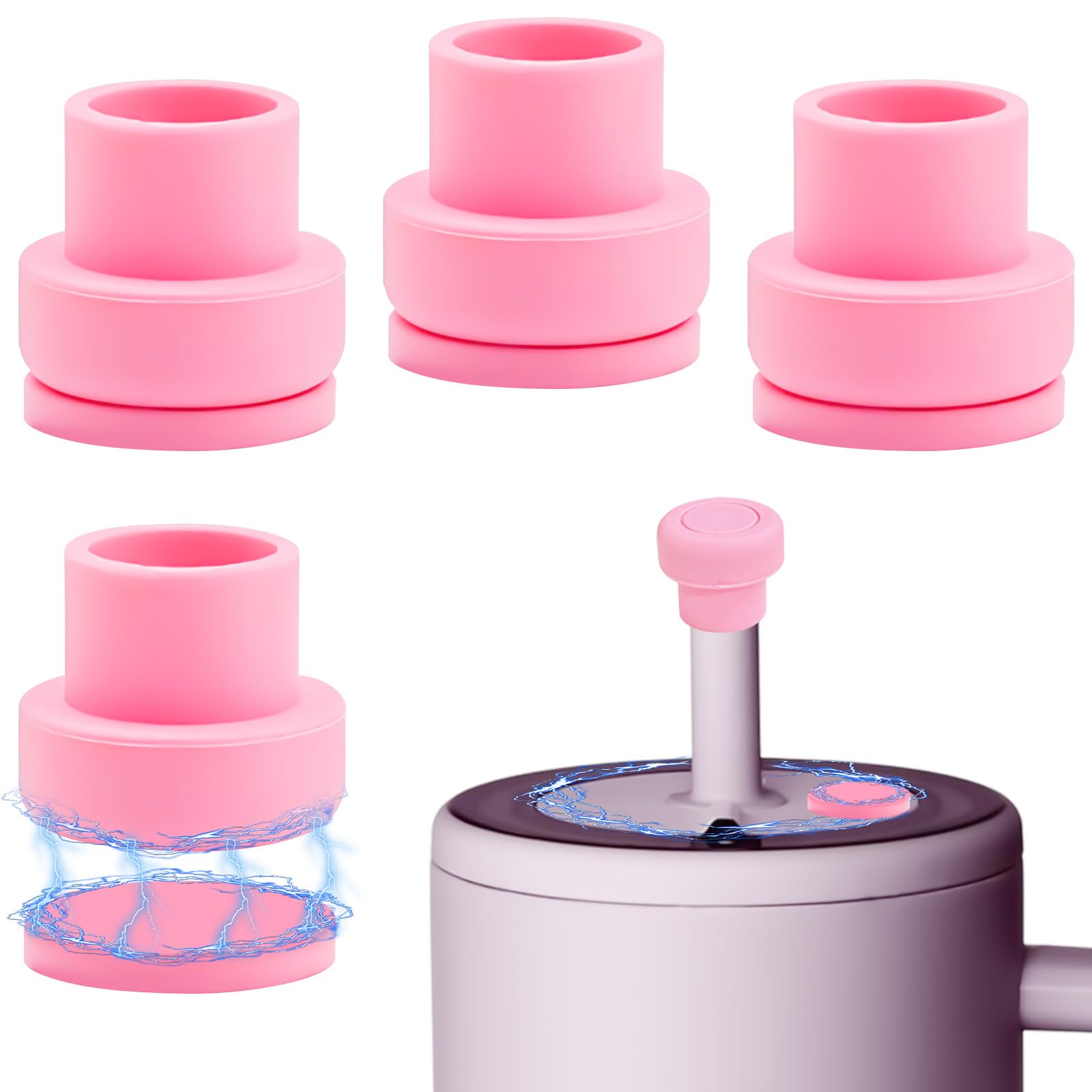 4Pcs Pink Bottle Cap Adapter Magnetic, Good Magnetic Properties Ideal Accessories Supplies, Ensure the Hygiene of Straws Suitable for Travel Daily