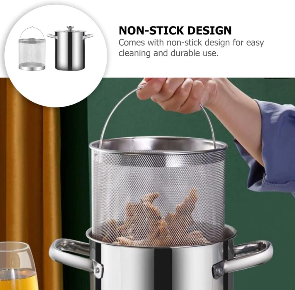Hemoton 1set Frying Pot Deep Fryer for Gas Electric Stoves Portable Soup Pot Handle for Cooking Asparagus and Pasta