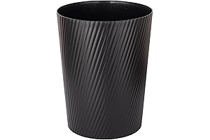 Contemporary Chic Black Small Wicker Woven Wastebasket
