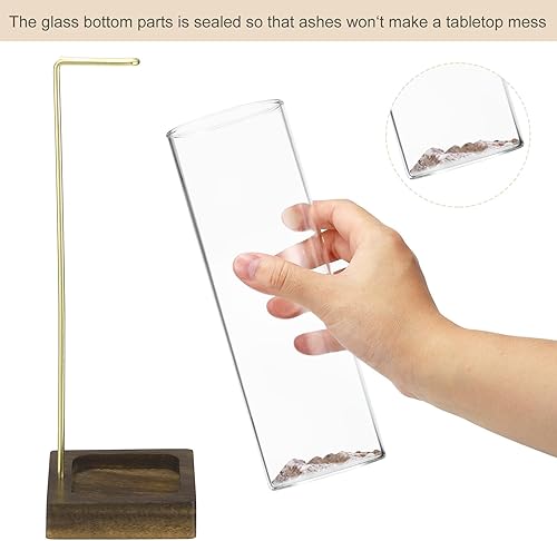 Miniatura 6 de uxcell Soporte para incienso, quemador de incienso moderno con colector de cenizas de vidrio extraíble, soporte para varillas de incienso para