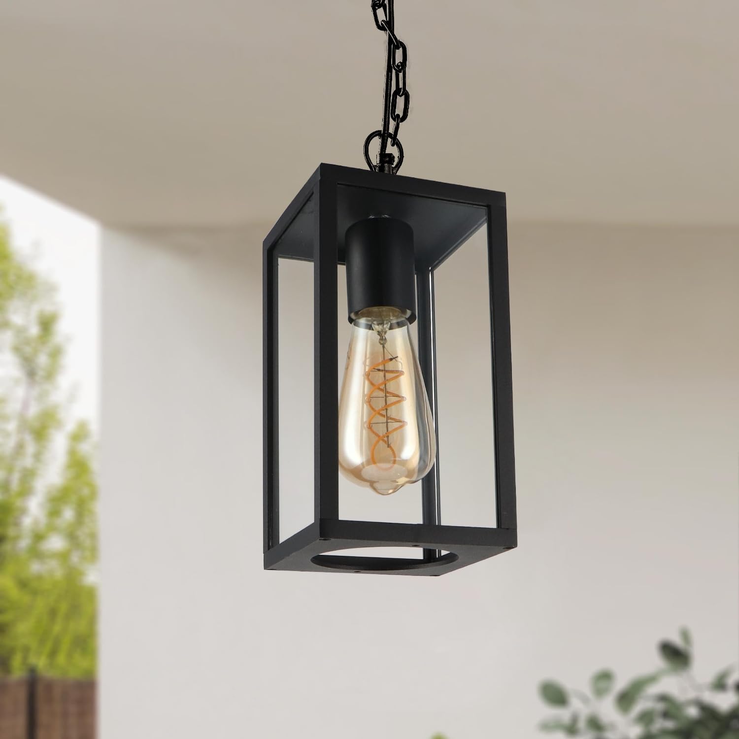 M Ledme - Plafoniera LED da esterno serie Ducte, attacco E27, impermeabile IP44, finitura nera. Ideale per giardini, terrazze, ingressi e portici (lampadina non inclusa)