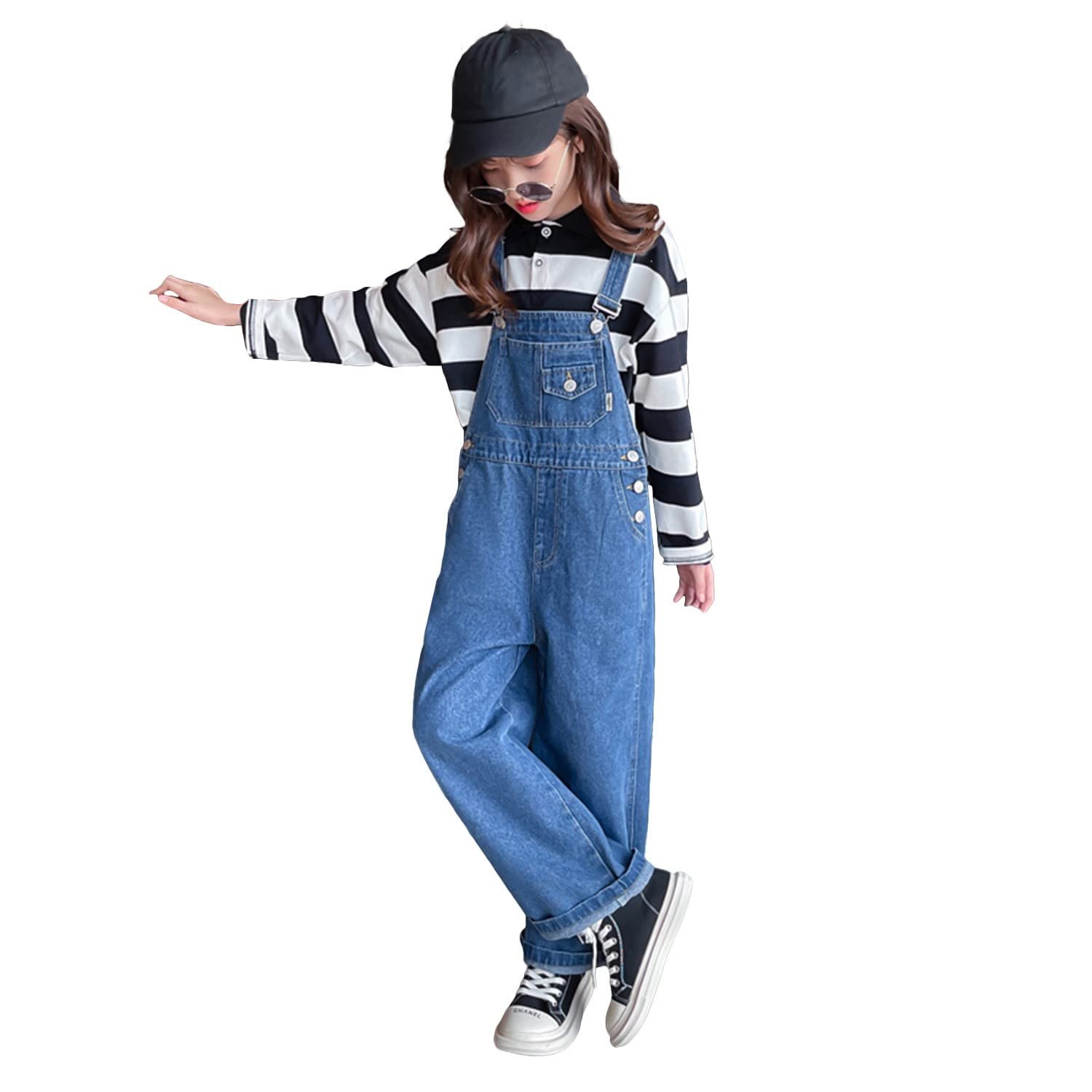 Rolanko Girls Overalls Denim Bib