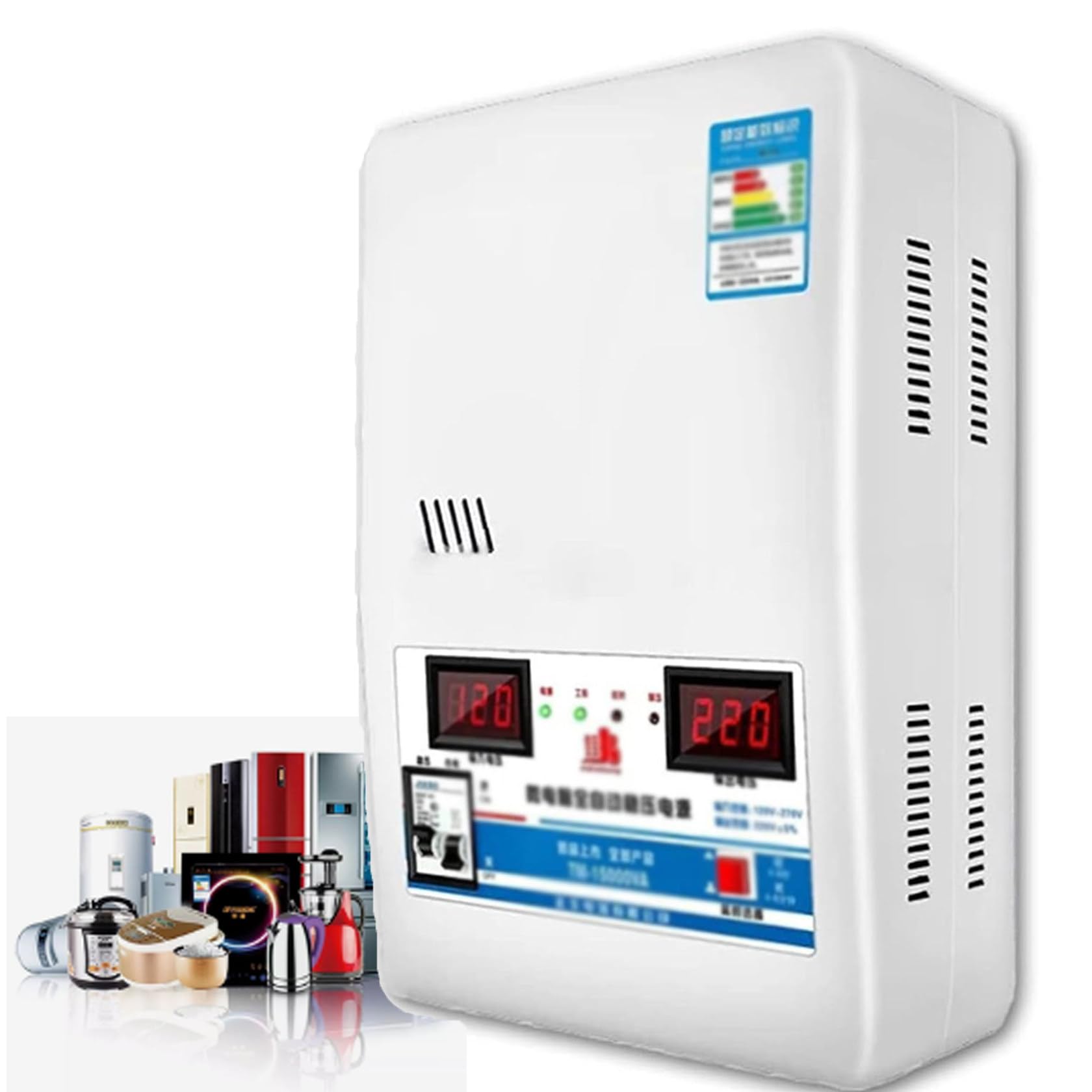 Estabilizador De TensióN AutomáTico, Estabilizador De TensióN MonofáSico DoméStico De Alta PrecisióN De 220 V, Estabilizador De Ca MonofáSico para Computadora, Refrigerador, TV,15000W