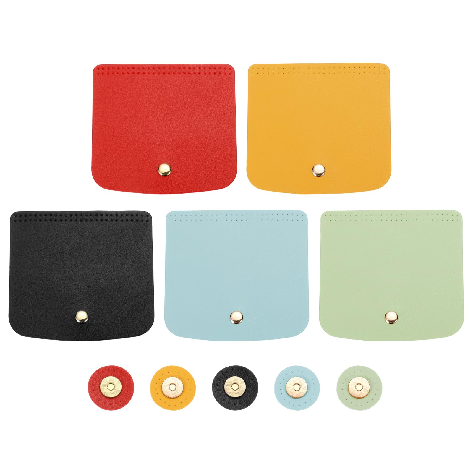 Rabat en cuir à coudre avec boucle métallique robuste, lot de 5 couleurs 12x12 cm