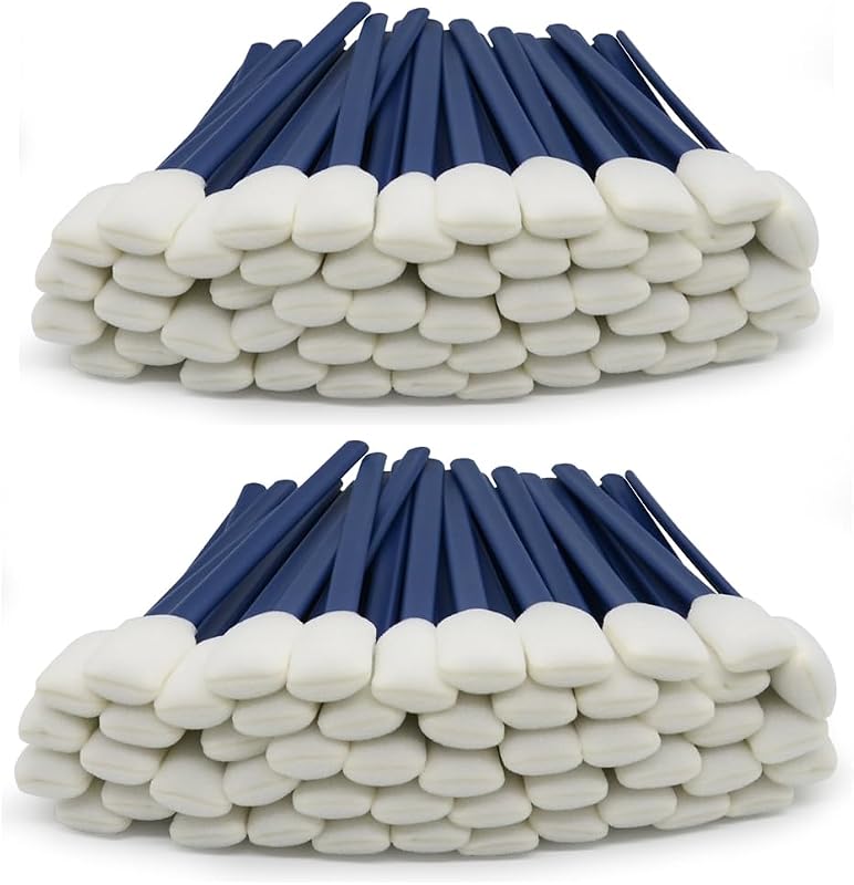 wellgler Hastes de Limpeza com Espuma Branca KM707, 100 Unidades