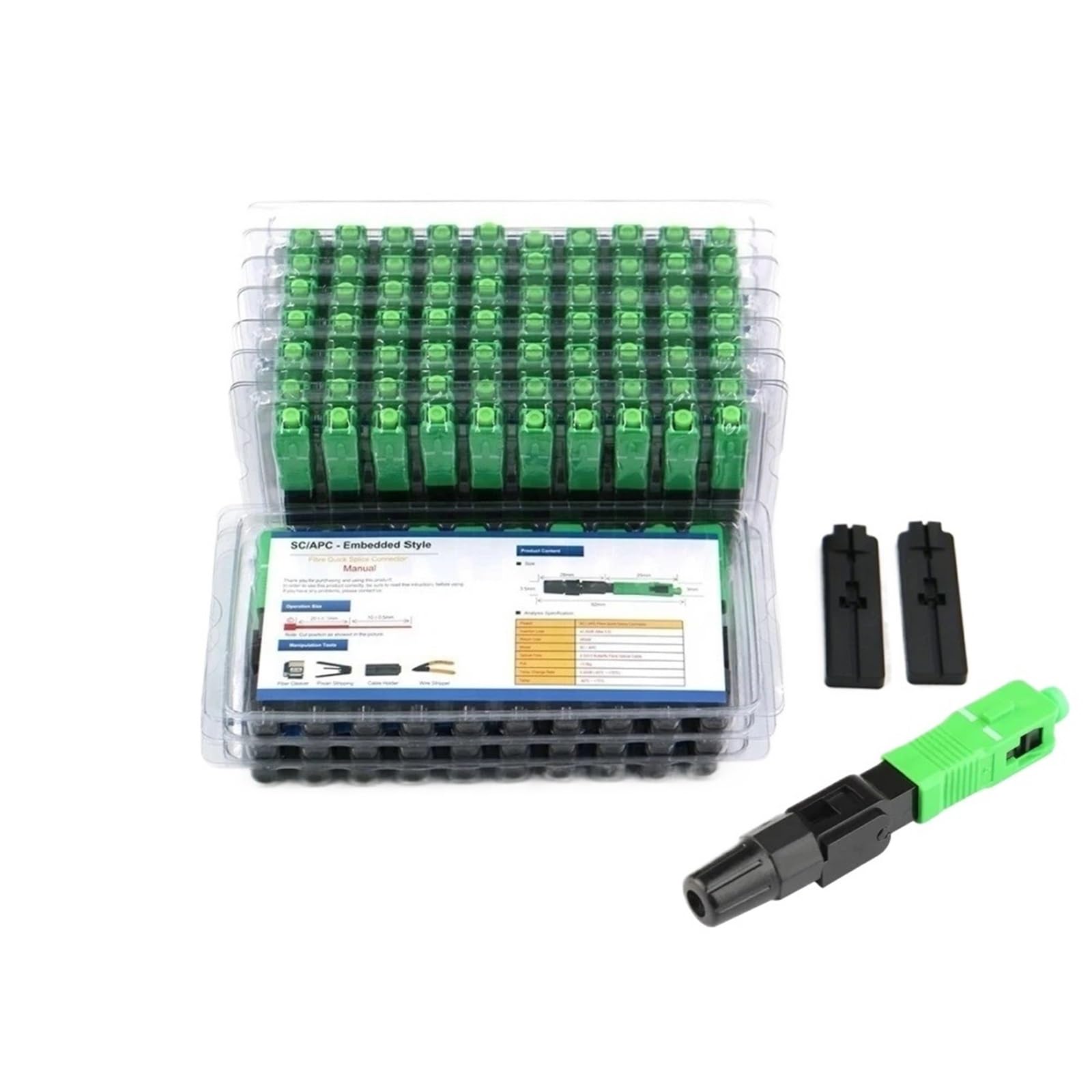 Connecteur optique monomode SC for fibre optique FTTH, outil de connexion à froid SC UPC, 50, 100 ou 200 unités(100pcs SC UPC)
