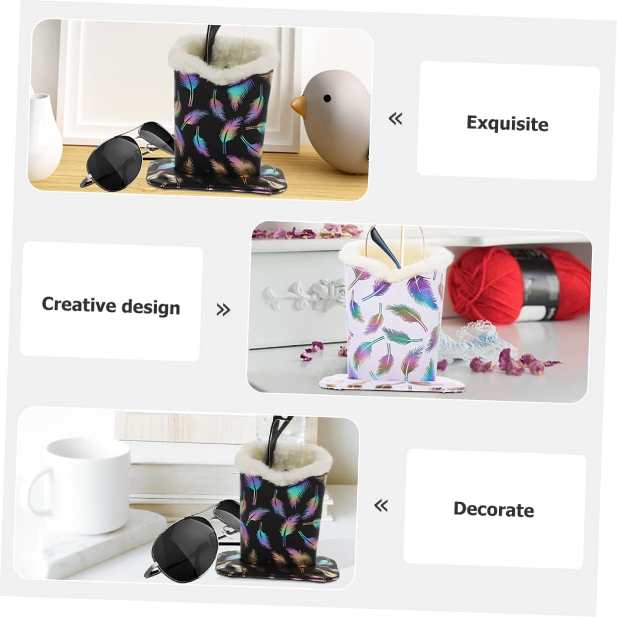 CALLARON Portaocchiali in Pelle Stand Porta Occhiali Per Cinghia Degli Occhiali Vassoio Porta Occhiali Contenitore Per Bicchieri in Peluche Porta Occhiali Da Comodino