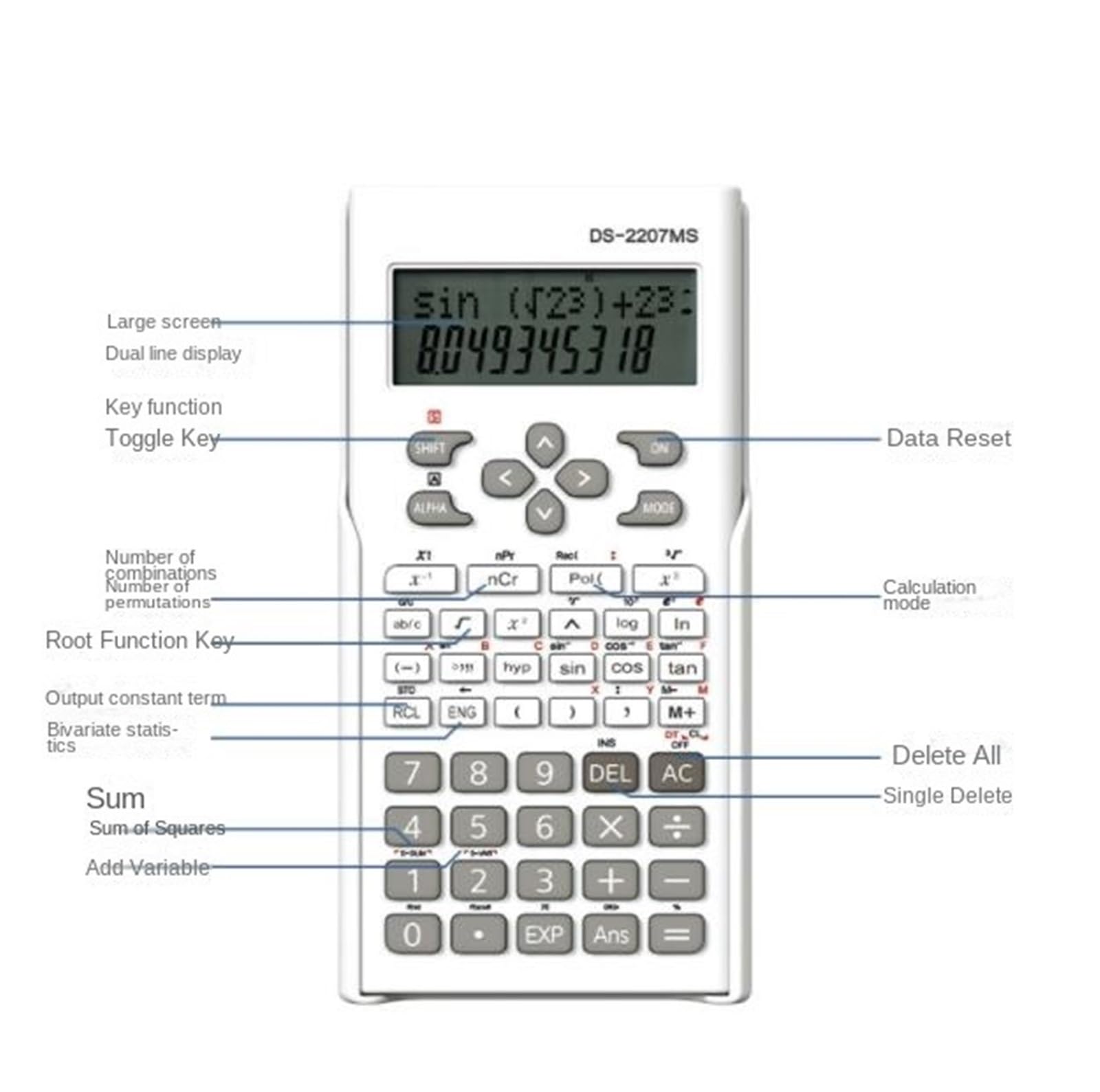 Strumenti Di Calcolo Calcolatrice Scientifica For Studenti Funzionale Adatta For Adatto Per Lo Studio(White)