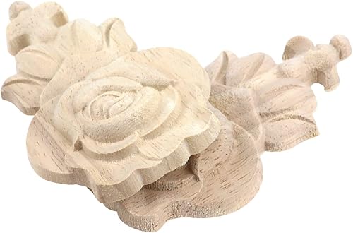 Miniatura 4 de Antrader 4 piezas de apliques de madera tallada, apliques de madera para bricolaje, para puerta de gabinete, cama, armario, decoración de muebles