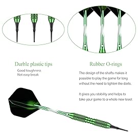 sanfeng Soft Tip Darts Set - 20g Brass Barrels, Plastic Tips, Green Aluminum Shafts, 6 Flights, 50 O-Rings & 50 Extra Tips - for Electronic Dartboard