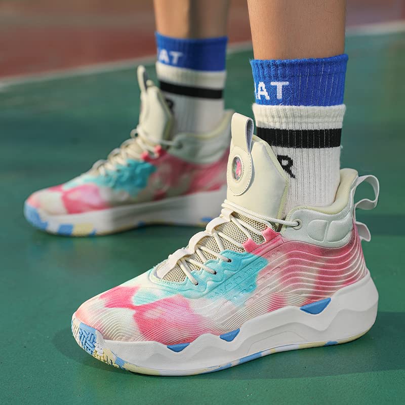 Bacury Women Men Basketball Shoes Fashion Running Sneakers Colorful Painting Sport Shoes Pink Size 10