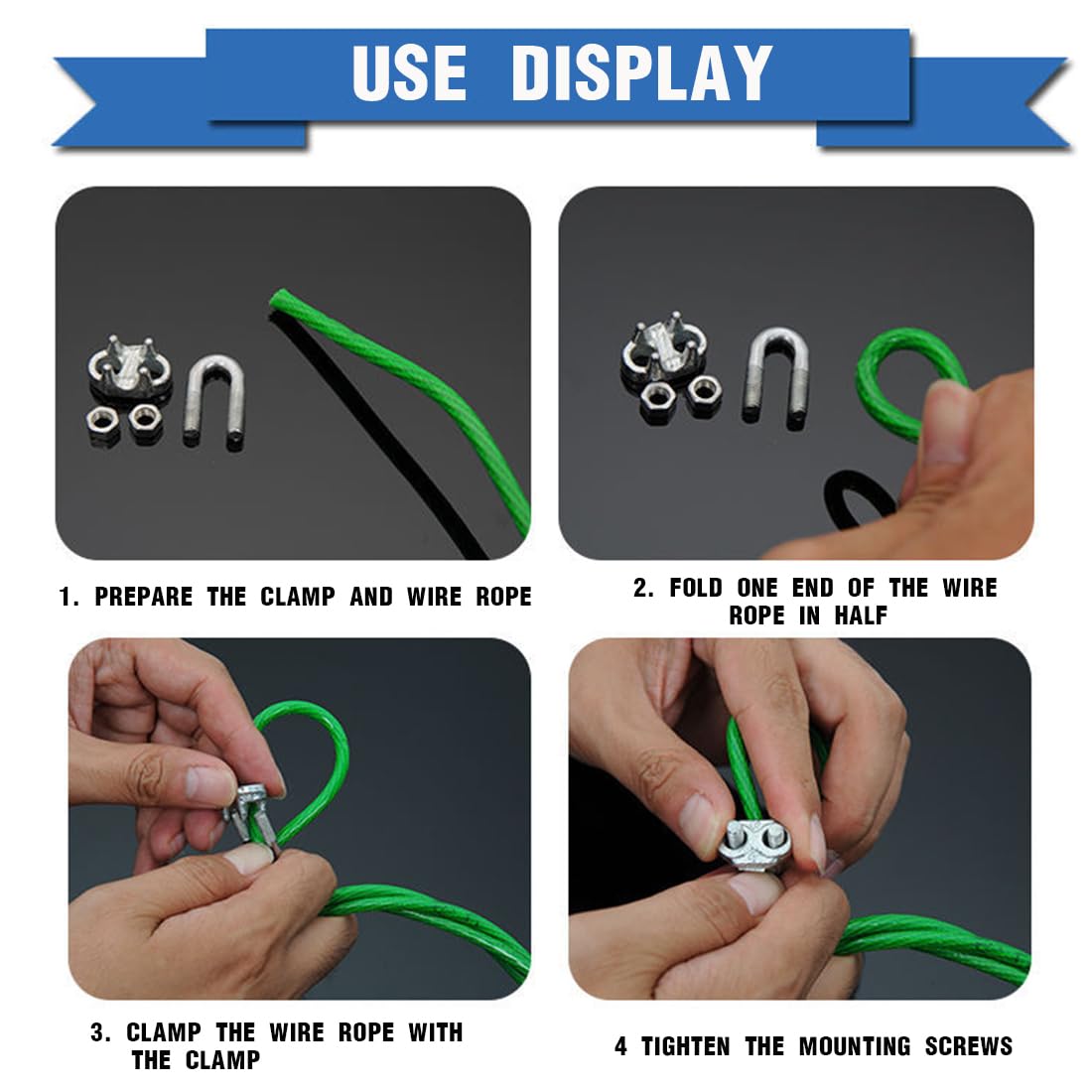 Morsetti Per Cavo Acciaio Inox 304 - Set Da 20 Pezzi M4, Per Fune 4mm, Con Bullone A U - Foto 5