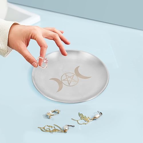 Miniatura 8 de OSALADI Pentagram Moon Altar Plate Ritual Burning Candelabro Incienso Offering Bowl para brujería, suministros de tarot wicca