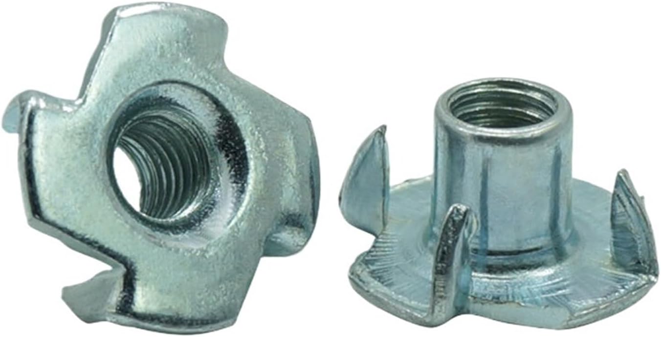 CHATROOM LUHUICHANG 20pcs M4 M5 M6 M8 M10 M12 Zinc Plated Four Claws Nut Speaker Nut T-nut Blind Pronged Inser Tee Nut Furniture Hardware (Size : M10 20PCS)