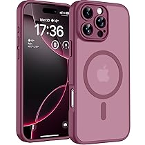 TOCOL Cover Magnetica per iPhone 16 Pro 6,3 Pollic, Compatibile con MagSafe, Protezione Fotocamera Integrata, Custodia Antiurto Traslucida Opaca, Prugna