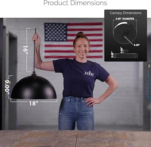 Vista 73 de Steel Lighting Co. Westwood - Lámpara de almacén Montaje en techo Cúpula redonda de 24 pulgadas Luz de granero de acero grande fabricada