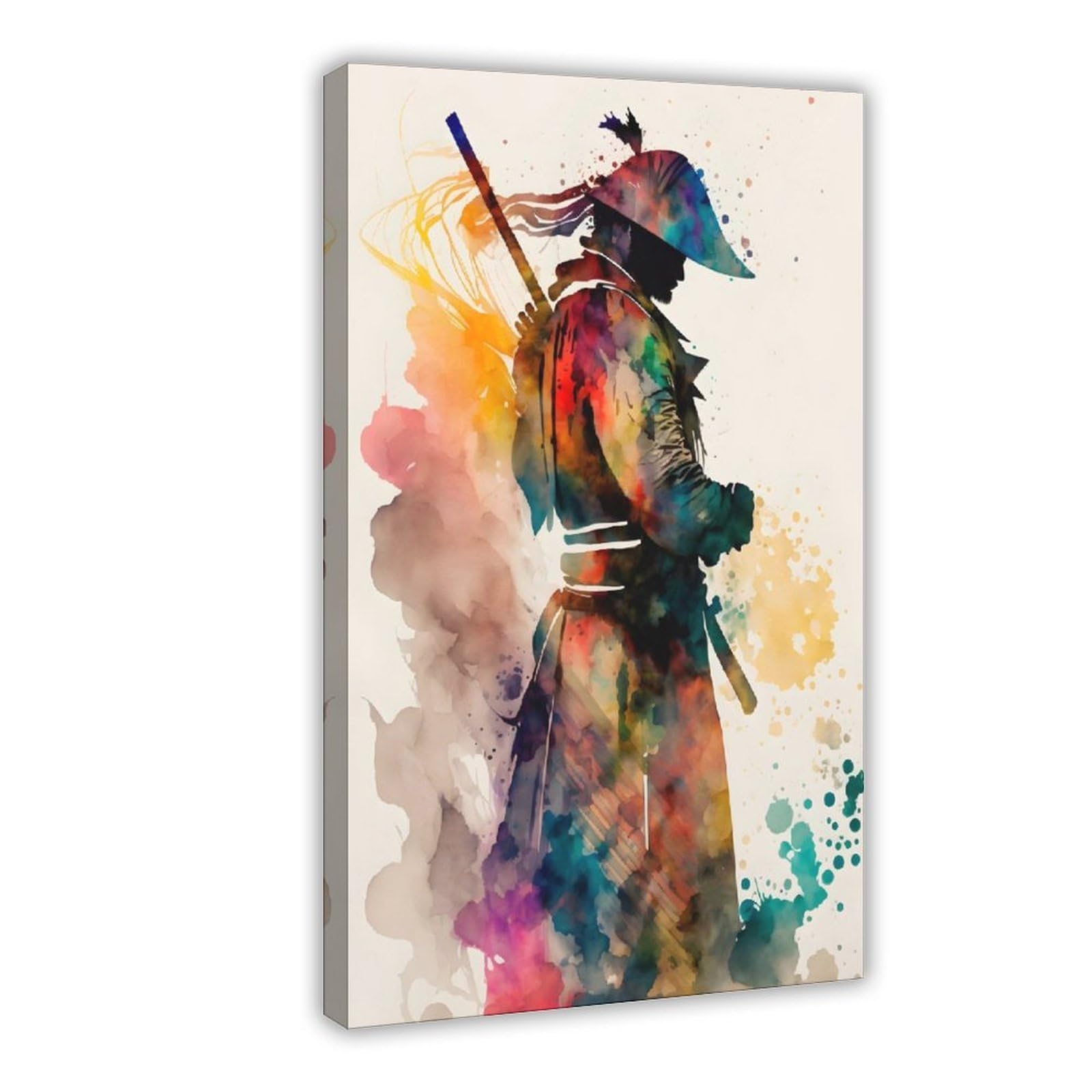 Qnvjqkdsi Frame Japanese Samurai Art (2) Canvas Poster Wall Art Decor Print Picture Paintings For Living Room Bedroom Decoration 24" L X 36" W