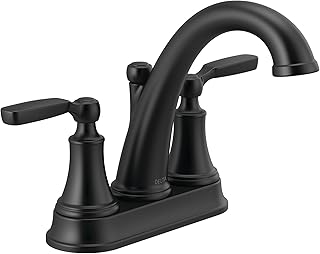 Delta Faucet Woodhurst Centerset Bathroom Faucet, Black 2-Handle Bathroo...