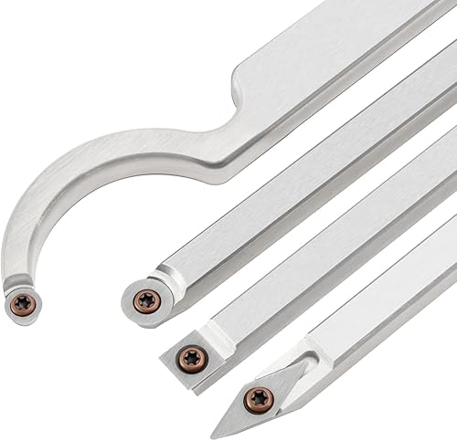 Miniatura 2 de Juego de 18 piezas de cortadores de carburo de tungsteno para herramientas de torneado de torno de madera, incluye 0.433 in cuadrado con radio,