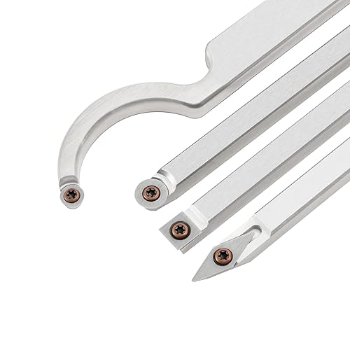 Miniatura 4 de Juego de insertos de cortadores de carburo de tungsteno (8 piezas) con 4 tornillos para herramientas de torneado de torno de madera (incluye