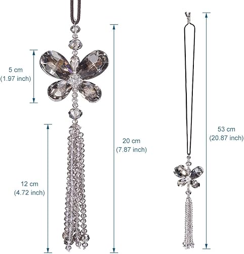 Miniatura 9 de ATMOMO Cristal mariposa coche retrovisor espejo accesorios suerte coche colgante ornamento (blanco)