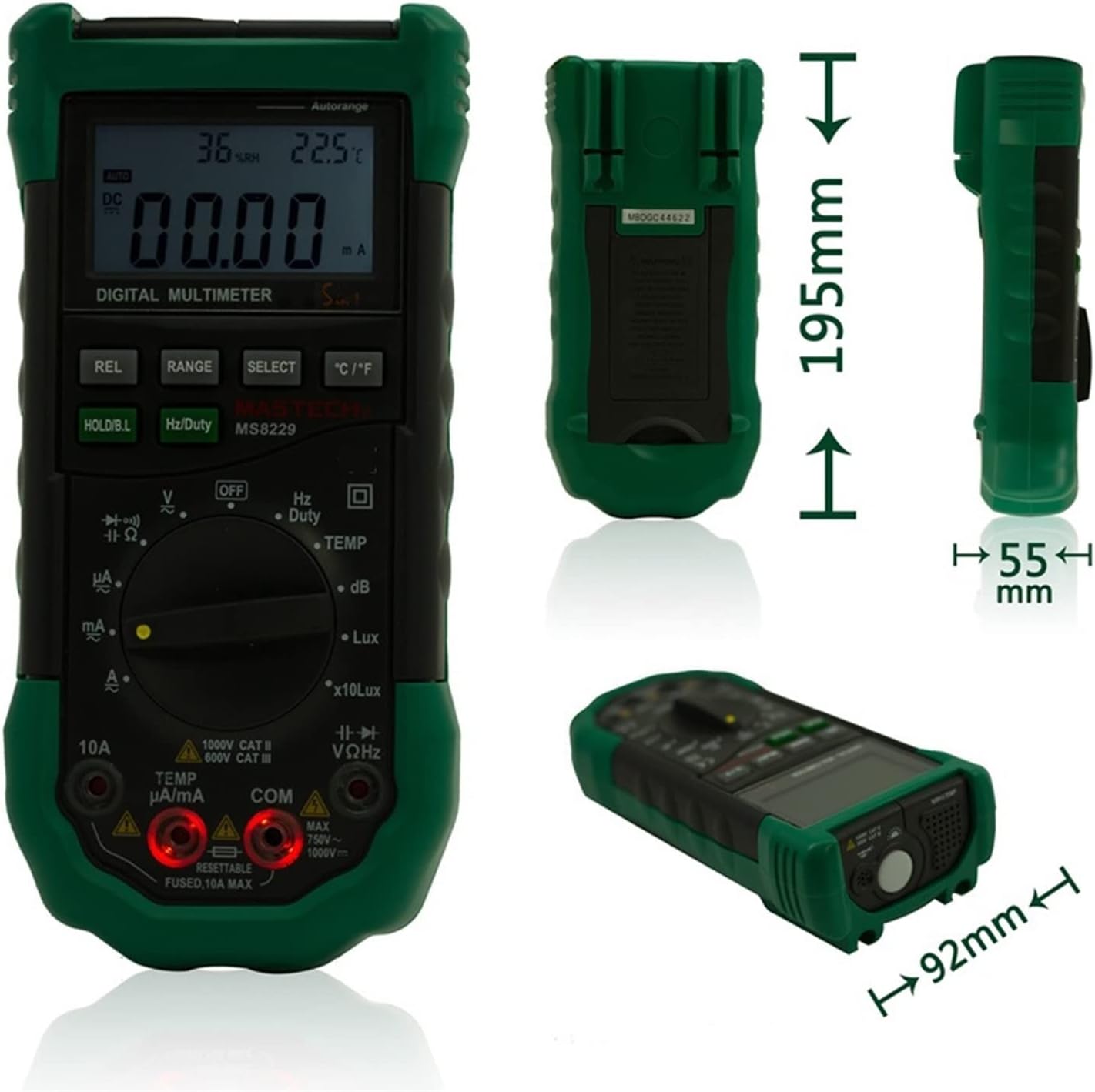 MS8229 5 In1 Auto Range Digital Multimeter Multifunction Lux Sound Level Temperature Humidity Tester Meter,DIY Tools