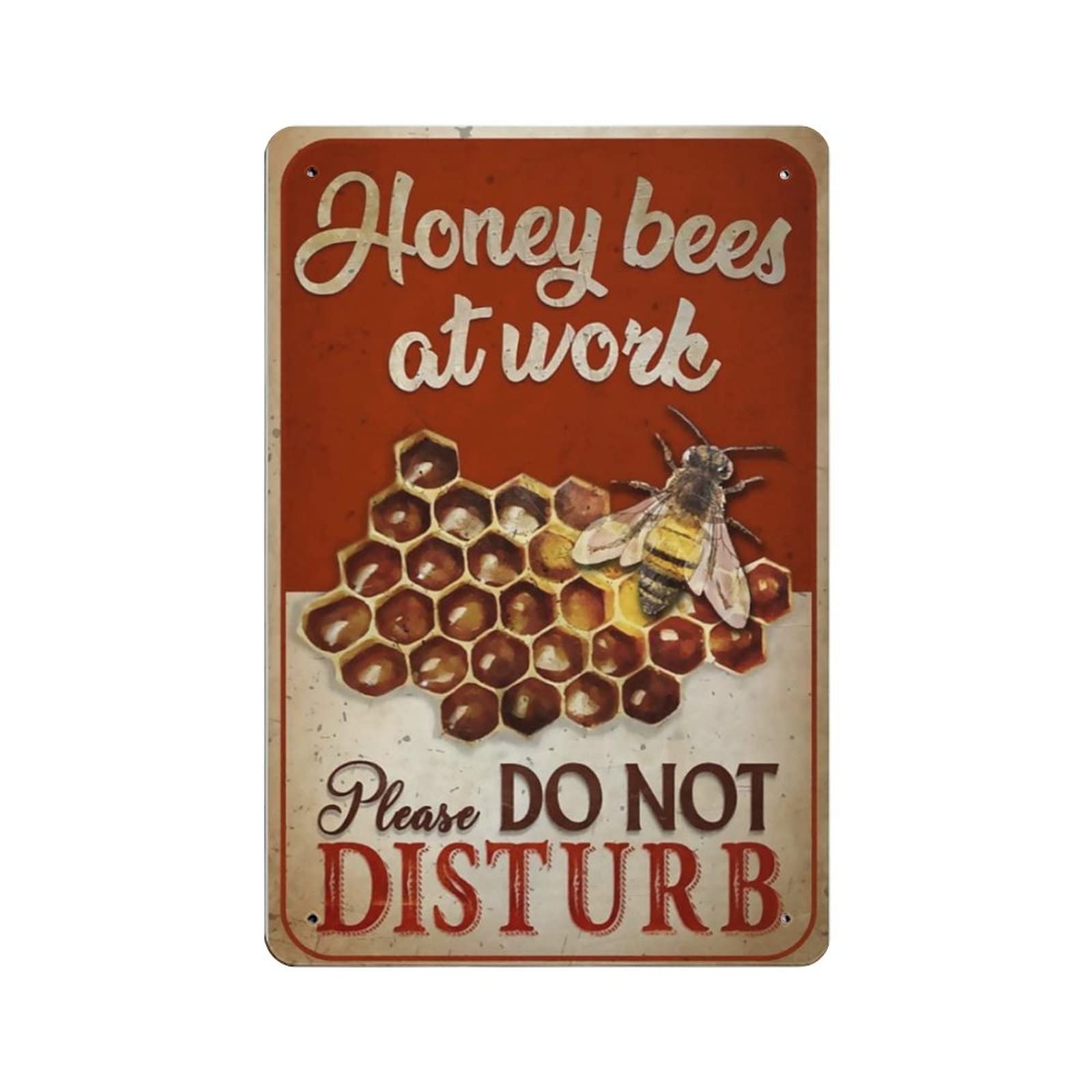 AOOEDM Honey Bees At Work Vintage Metal Tin Sign for Home Coffee Shop Office Wall Art Metal Poster Garage Decor Man Cave Sign Inspirational Quote Wall Decor