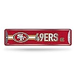 Rico Industries NFL San Francisco 49ers Home Dcor Metal Street Sign (4 x 15) - Great for Home, Office, Bedroom, & Man Cave - Made,Silver