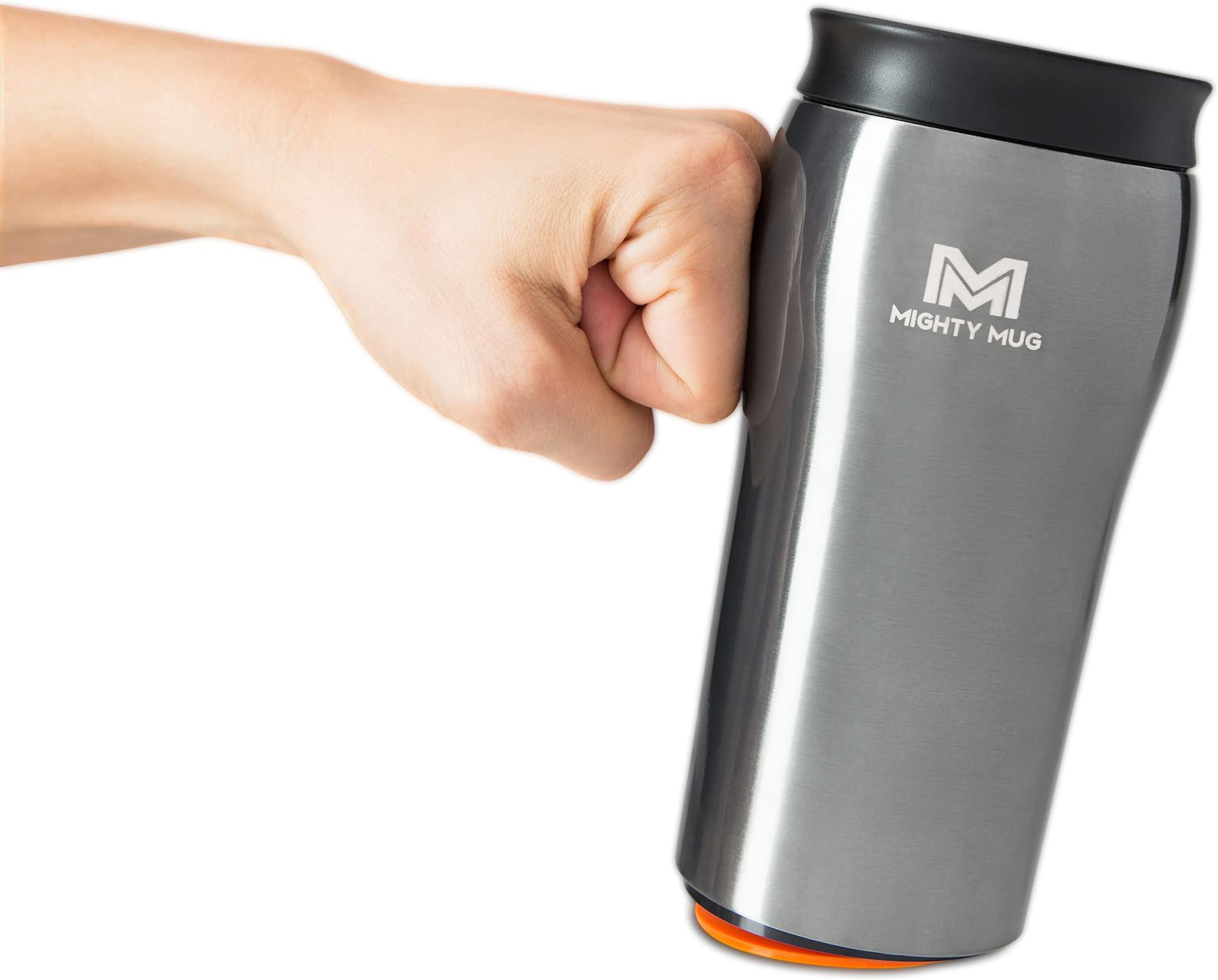Mighty Mug | The Untippable Mug | Grips When Hit, Lifts for Sips | Insulated Stainless Steel Tumbler | Cupholder Friendly | Gifts for Women Men All | Leakproof | 4 Hrs Hot/24 Cold | 12oz | Black Pearl