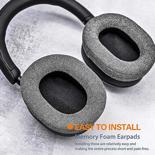 WH 1000XM5 Earpads for WH-1000XM5 (WH1000XM5) by TRANSTEK, Replacement Ear Pads Cushions with High-Density Noise Isolation Foam, Added Thickness-Gray Fabric miniatura 4