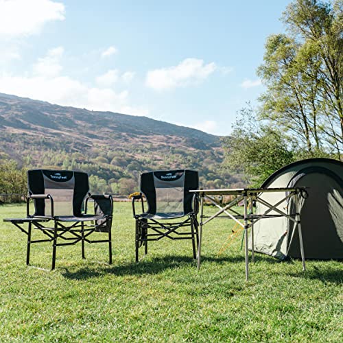 SunnyFeel Camping Director Chair, Portable Folding Chair with Side Table and Storage Pouches, Compact Heavy Duty for Adults Outdoor Pack of 2 (Black) by SUNNYFEEL - Image 2
