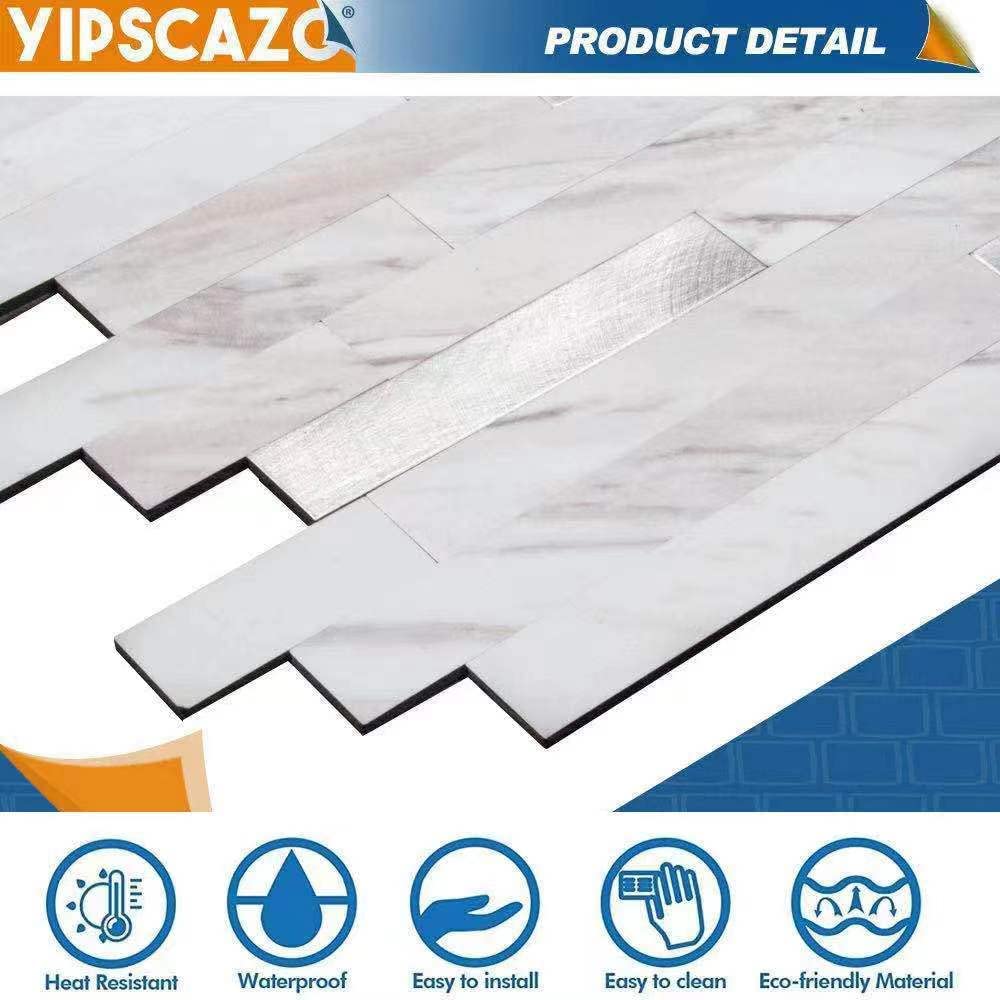 Yipscazo Peel and Stick Wood Metal Tile Backsplash, Stick on Tiles for Backsplash Kitchen Bathroom, Laundry Room, Camper - Image 4
