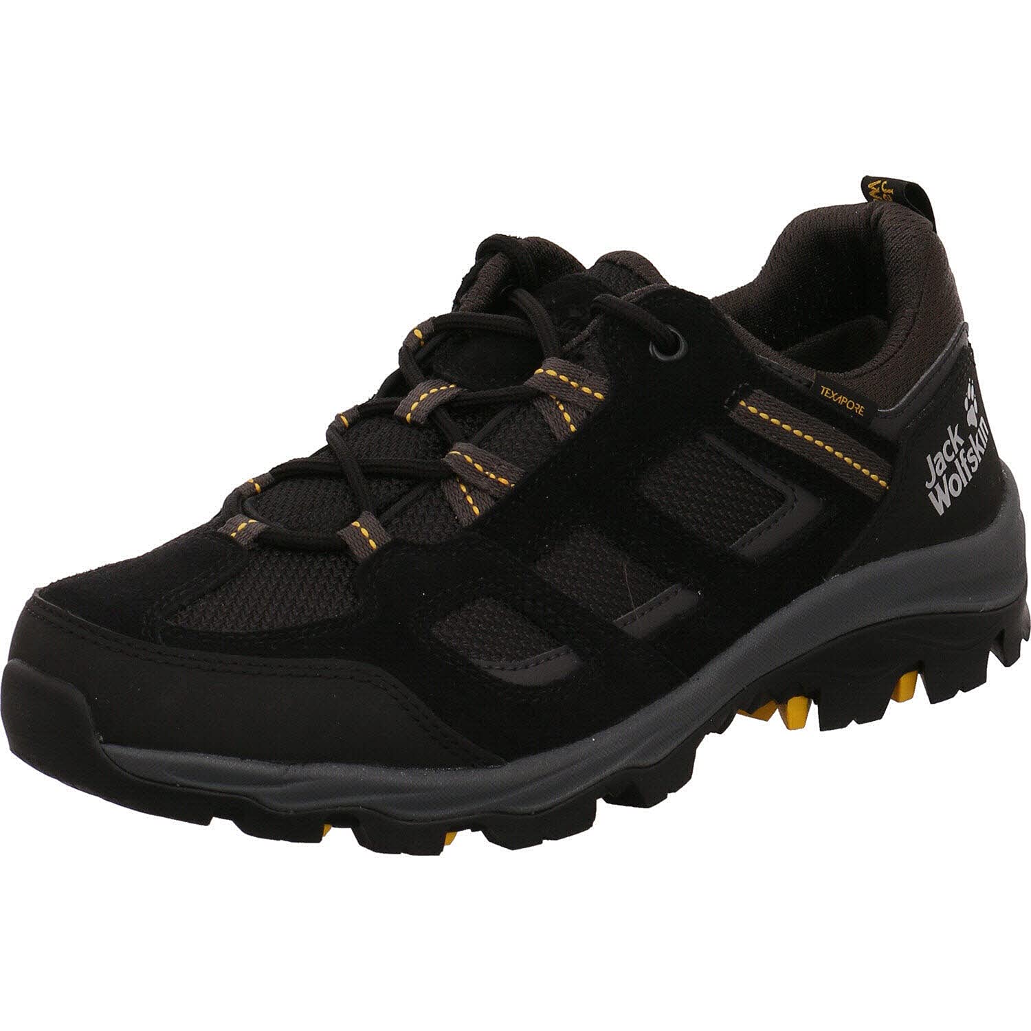 Jack Wolfskin Men's Vojo 3 Texapore Low M Hiking Shoe, Black Burly Yellow Xt, 8 UK