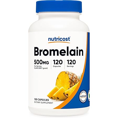 Nutricost Bromelain 500mg, 120 Vegetarian Capsules - Bromelain (2400 GDU/g), Non-GMO, Gluten Free