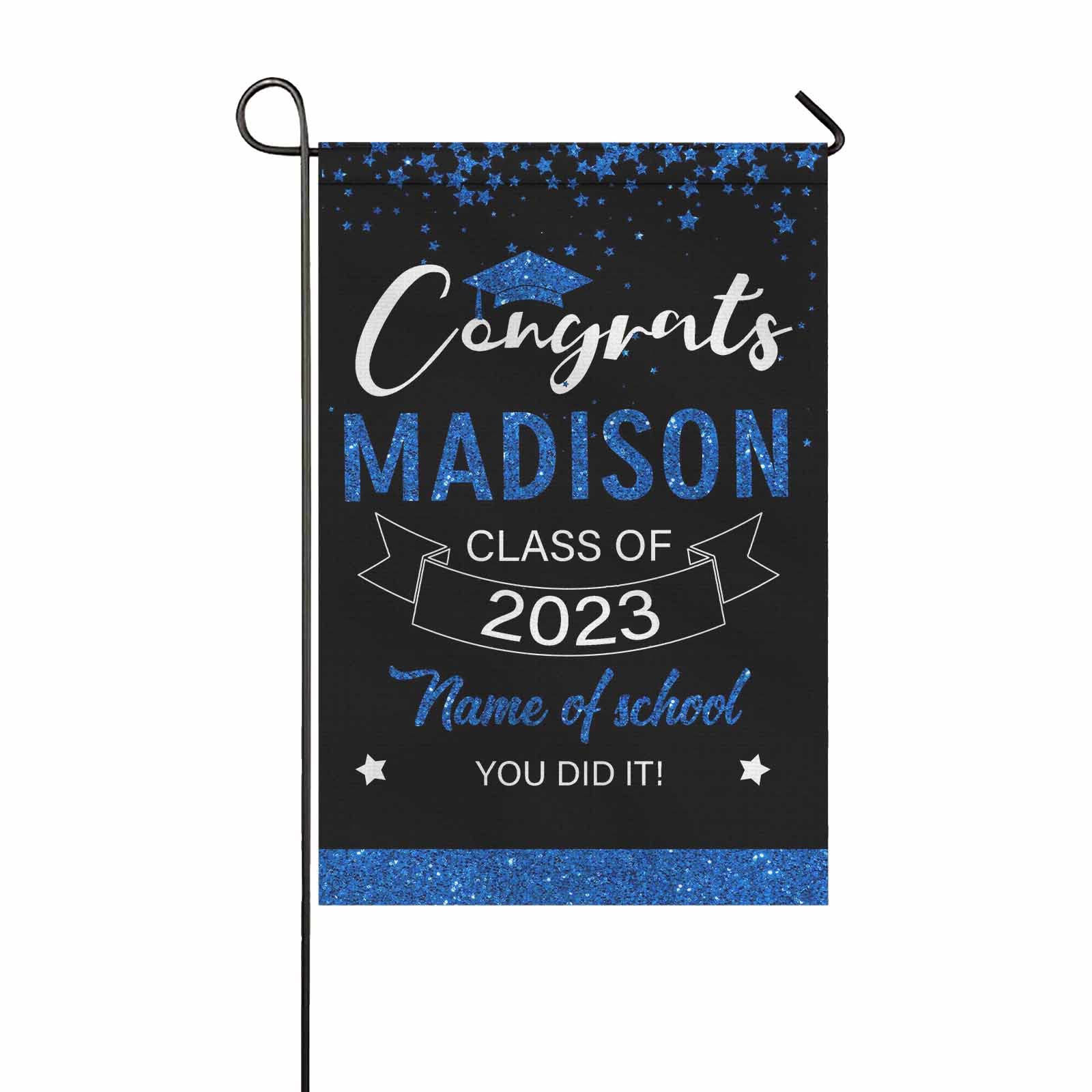 BestSocksCustom Congrats Grad Flag with Name Personalized Graduation 2023 Decorative Yard Flag Decor for Indoor Outdoor Yard Decorations