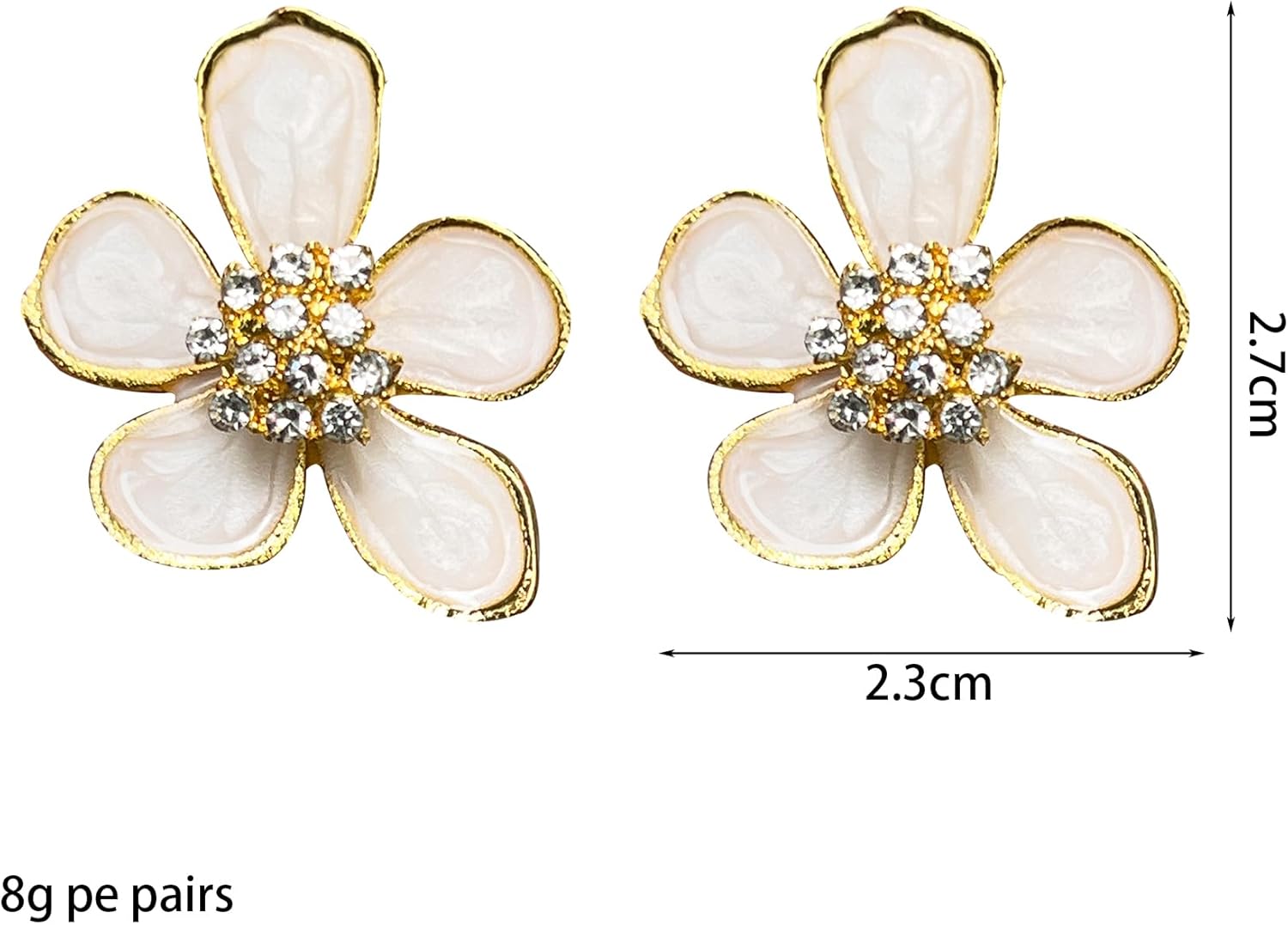 Anmpab White Enamel Drip Oil Five Petal Flower Stud Earrings for Women Statement Rhinestone Flower Earrings Wedding Birthday Jewelry - Image 5