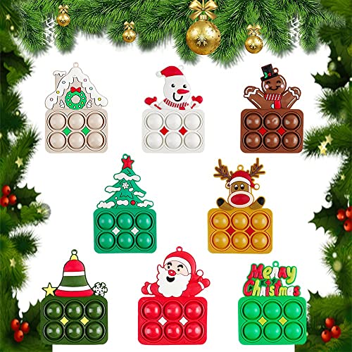 8 Pcs Weihnachten Mini Pop Fidget Toy Set Weihnachtsbaum Dekorationen Geschenk Schlüsselanhänger Christmas Tree Decoration Spielzeug Figetttoys Weihnachtsdeko Keychain Weihnacht Deko Cover