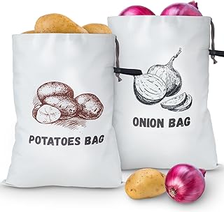 Potato Onion Storage Bag, Blackout Reusable Potato Keeper 16.5”x 11.8” Sprout-Free 10LB Capacity Potato Onion Storage Container with Side Zipper, 2Pack