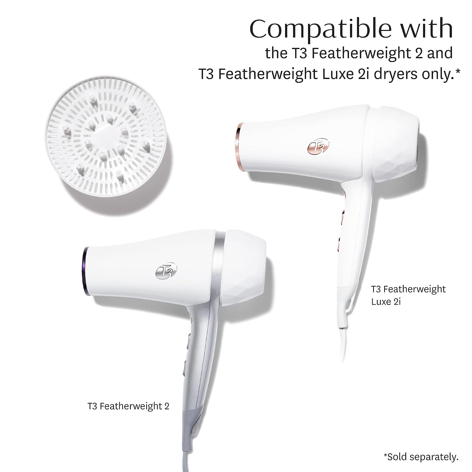T3 – SoftTouch 2 Hair Dryer Diffuser for Featherweight 2, Featherweight Luxe 2i, and PROi Hair Dryers, Volumizing Hair Diffusers for Smooth and Shiny Curls