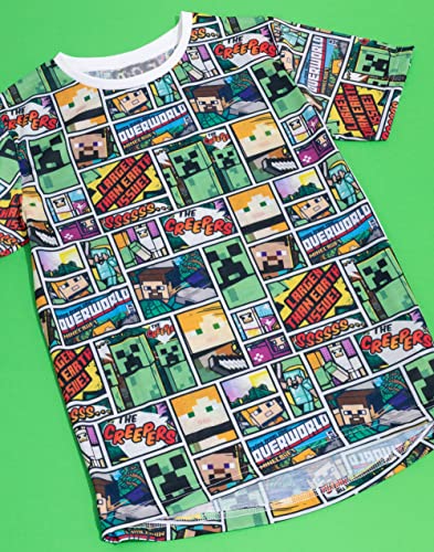 Minecraft T Shirt Overworld Steve Creeper Boy's Kids Short Sleeve Shirt Top2