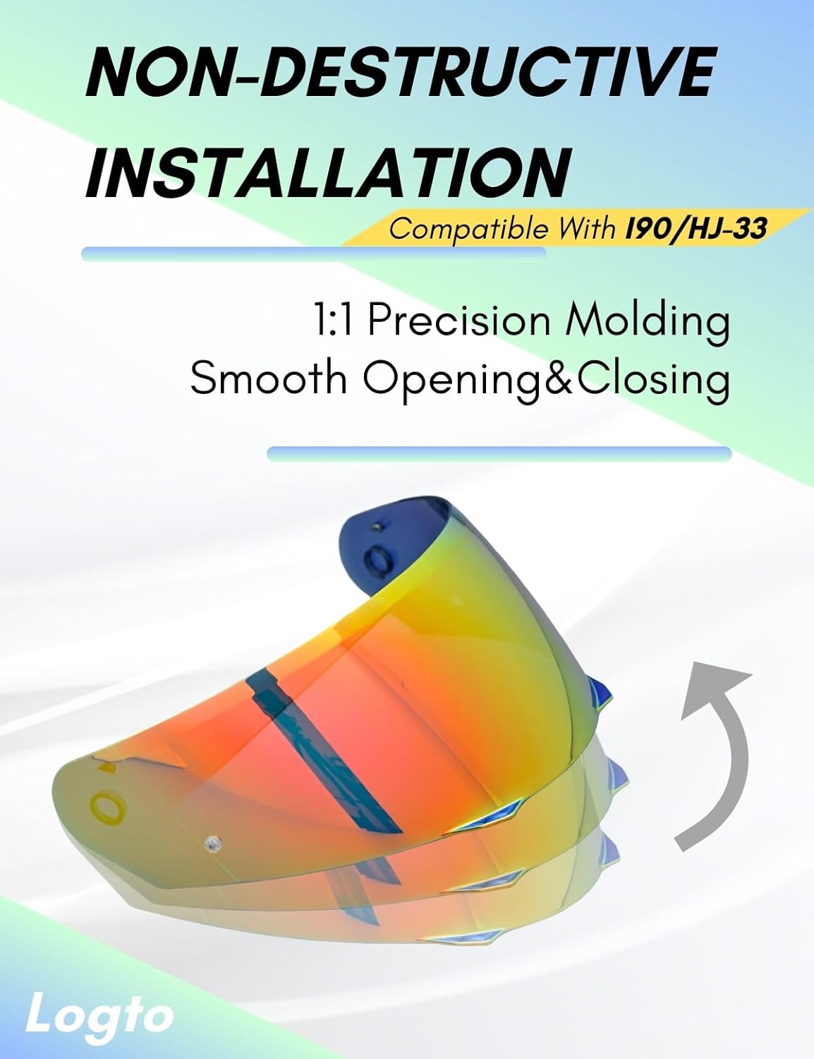 Compatible With HJC i90 Helmet Visor Replacement HJ 33 Shield Tinted Visor Helmet Accessories (Revo Deep Red)