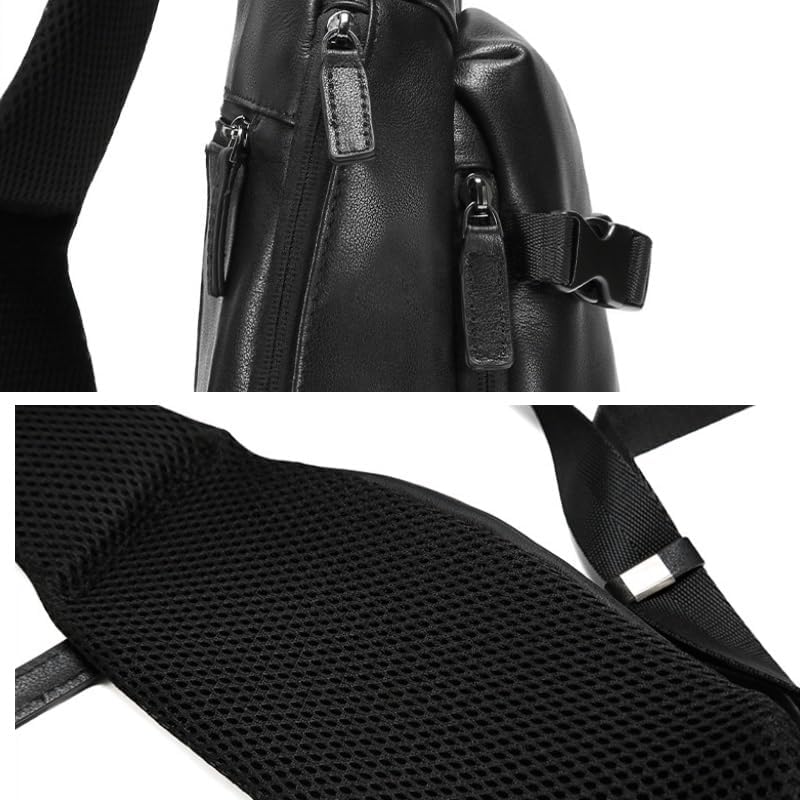 Leather Men's Chest Bag for Daily Commuting Casual Use Multi Functional Crossbody