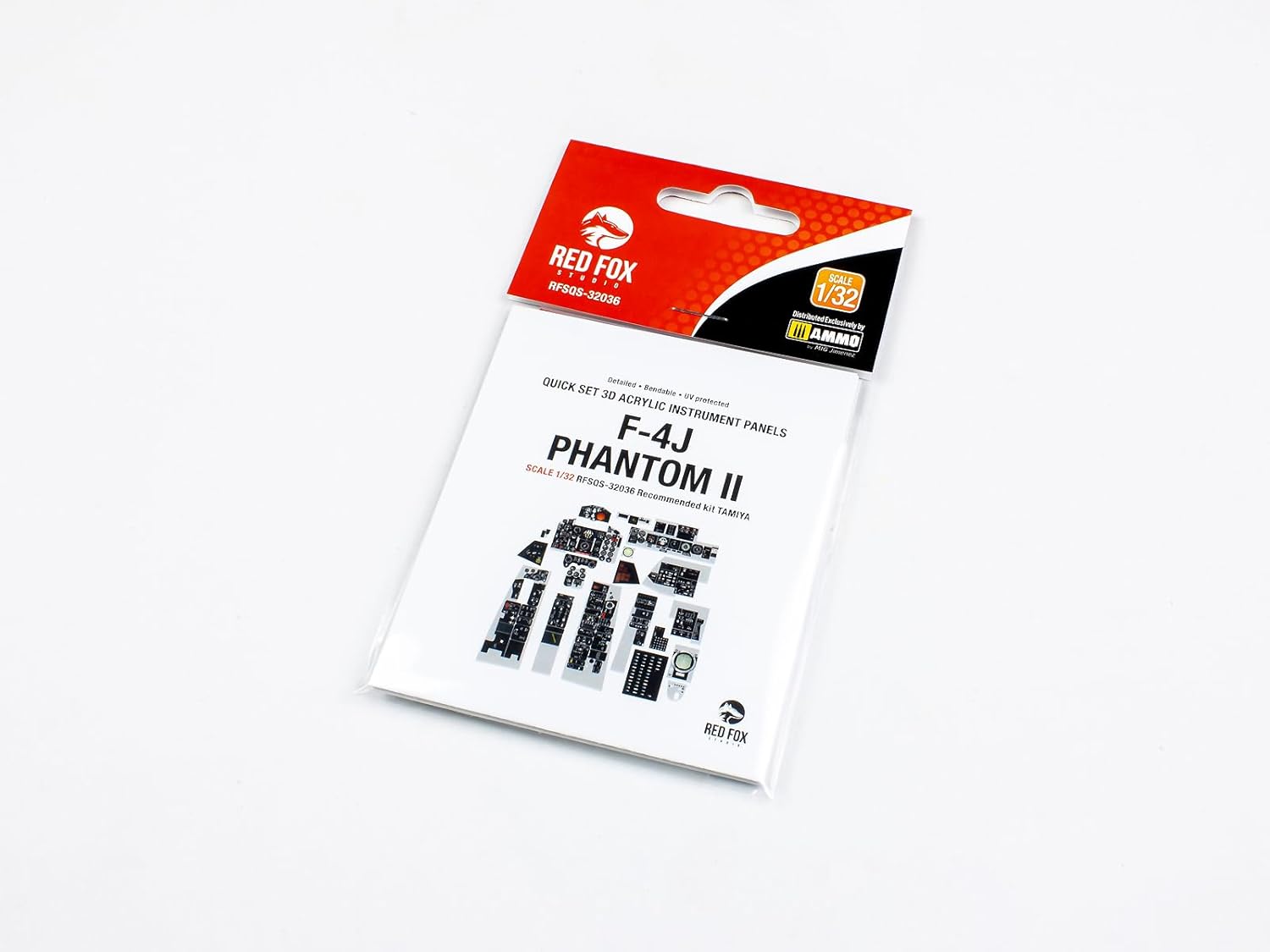 Red Fox Studio RFSQS-32036 1/32 F-4J Phantom II 3D Acrylic Instrument Cockpit Panel (for Tamiya)