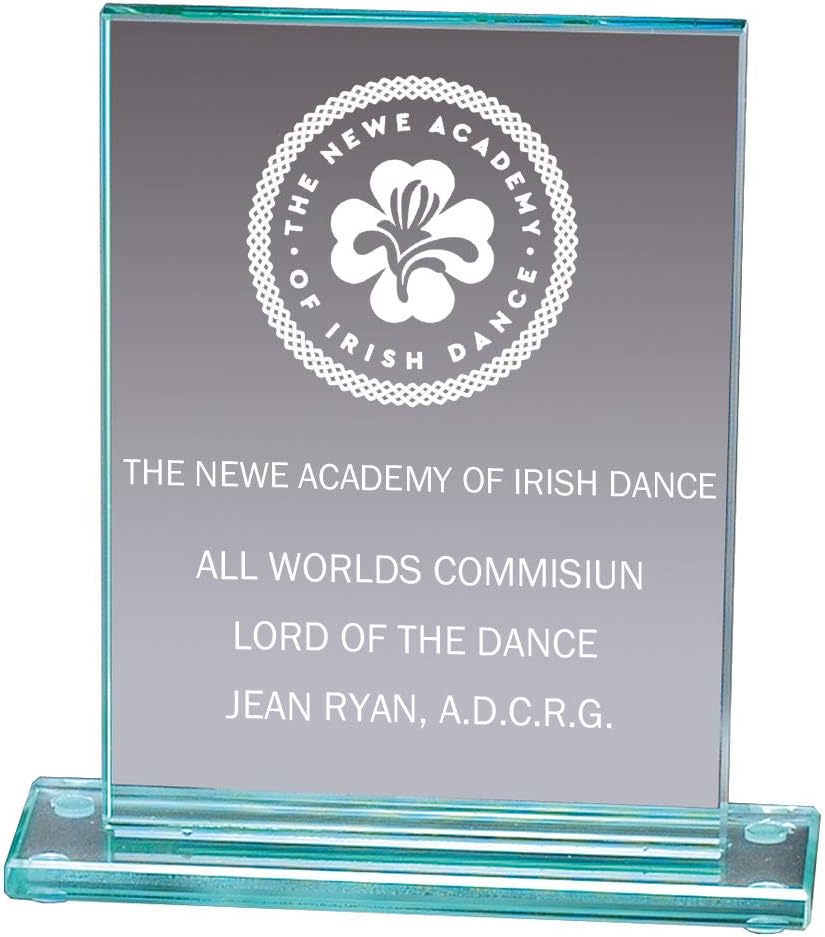 SHOP AWARDS AND GIFTS Customizable 7-1/2 Inch x 8-1/2 Inch Rectangular Jade Color Glass Award, Includes Personalization