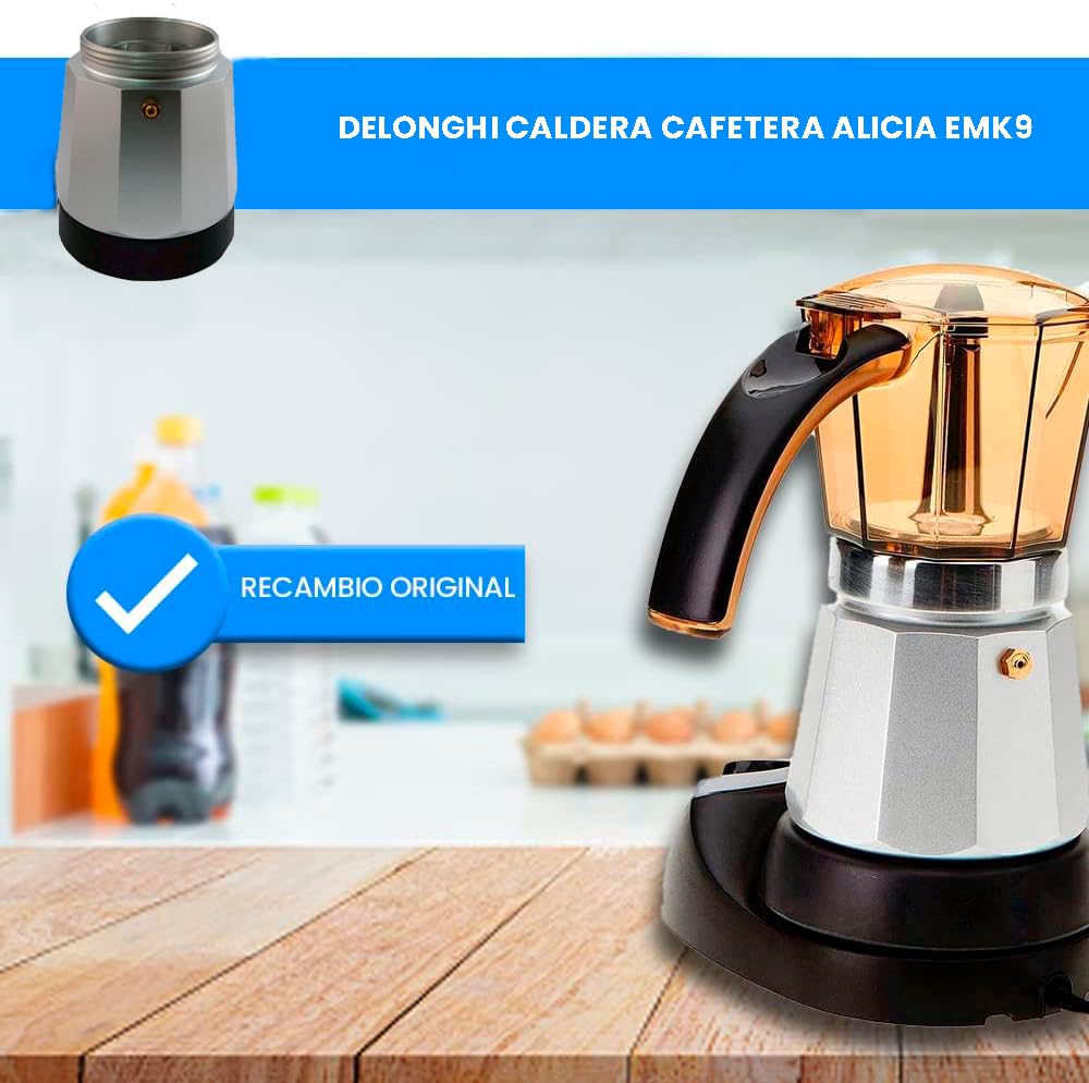 ANAKEL HOME Recambio Caldera Cafetera Italiana Moka Alicia compatible con De'Longhi Alicia EMK9 | Para 9 Tazas | Recambio original