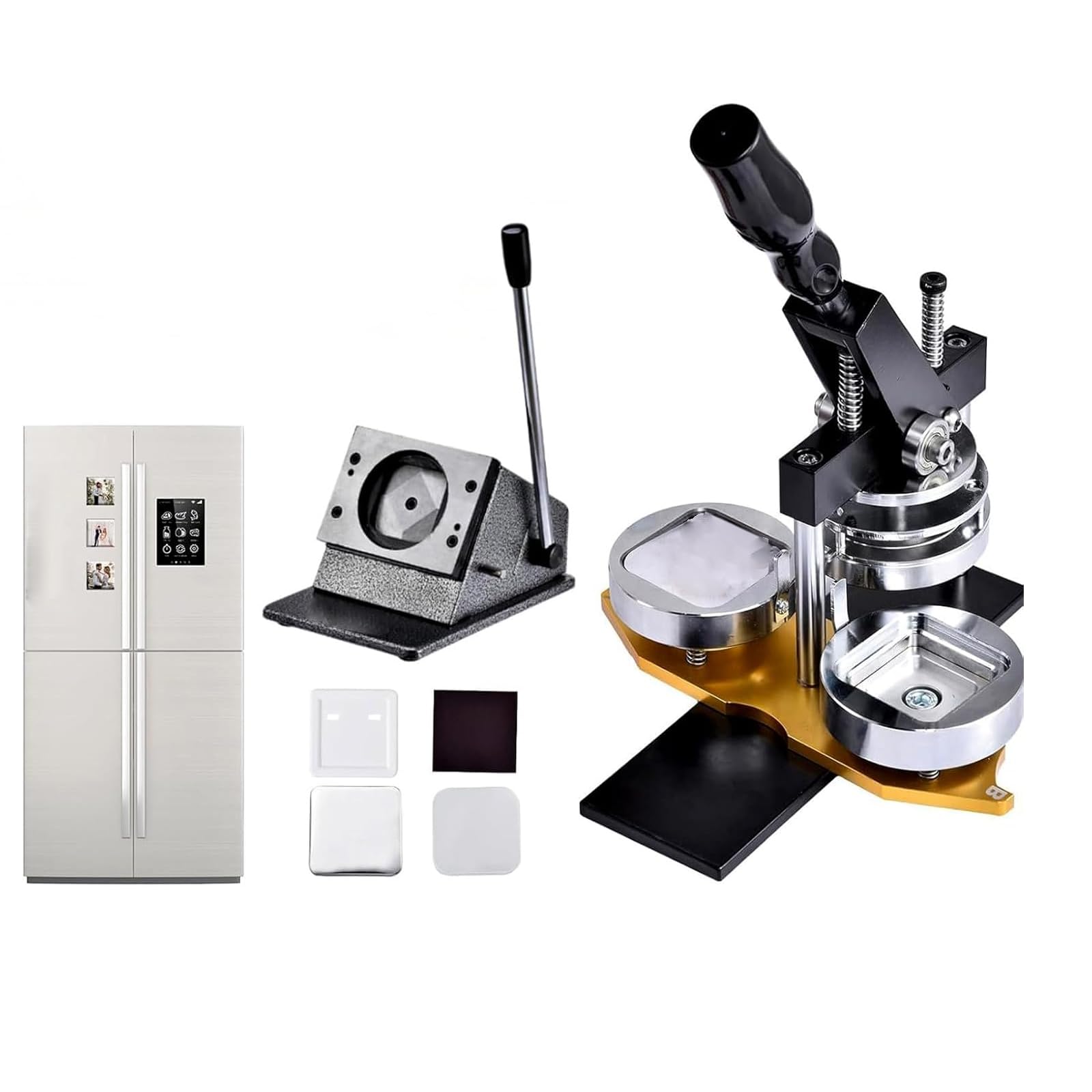 50x50 mm quadratische Foto-Kühlschrankmagnet-Maschine mit Papierschneider – Erstellen Sie ganz einfach individuelle Magnete und Anstecker. Enthält 100 Magnetfo