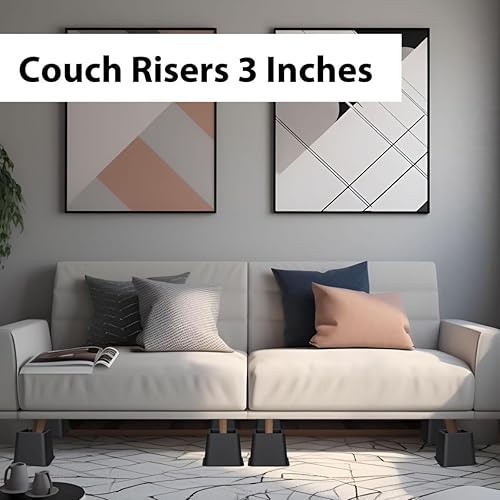 Miniatura 4 de TomGear Elevadores de muebles de cama de 3 pulgadas, elevadores de cama resistentes de 3 pulgadas, elevadores de muebles para cama, sofá,