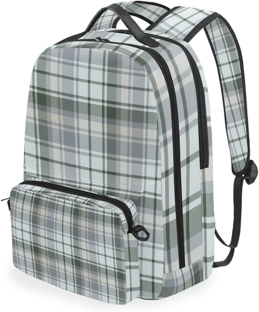 幾何学的な格子縞のアートショルダー バックパック メッセンジャー クロスボディ ラップトップ バッグ 学生 スクールバッグ ブックバ